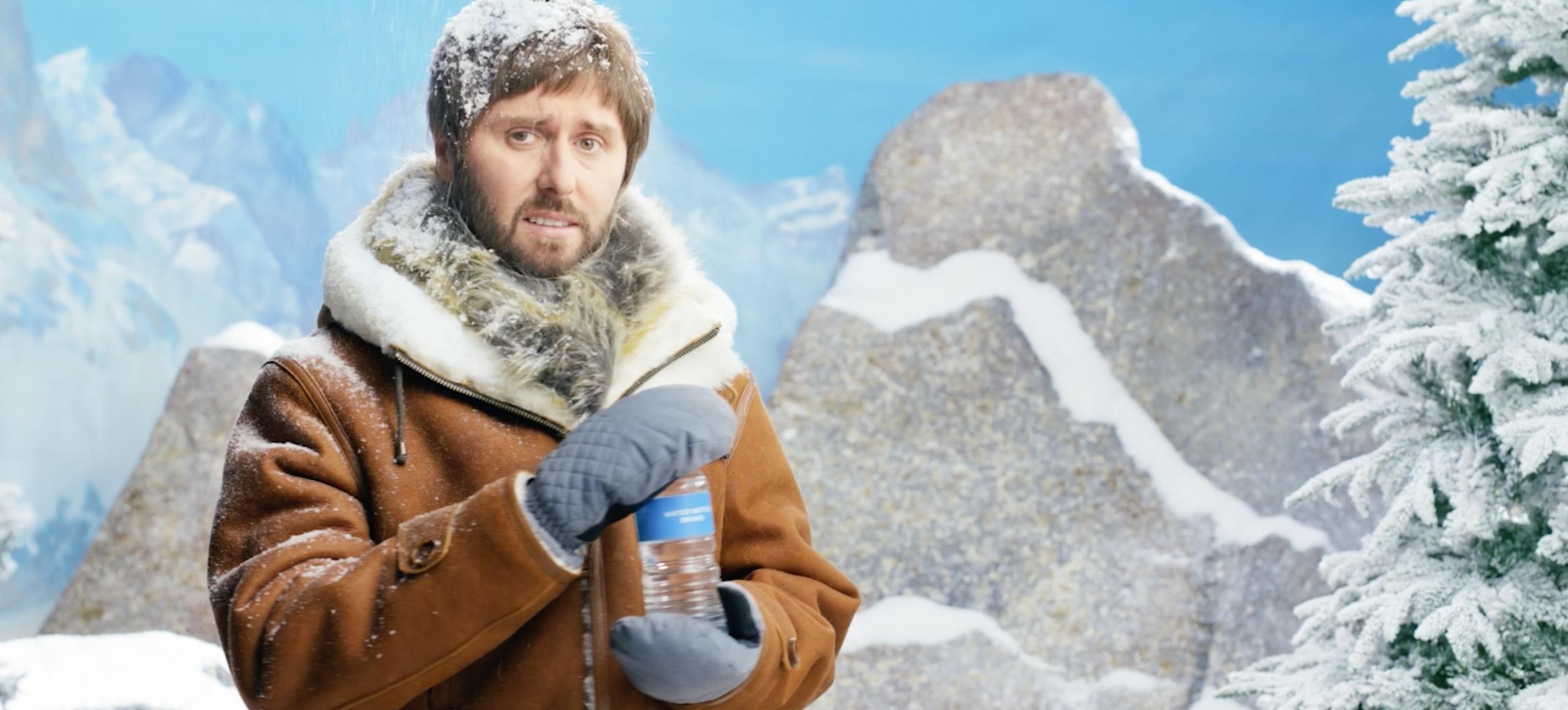 James Buckley trying to open single-use plastic bottle